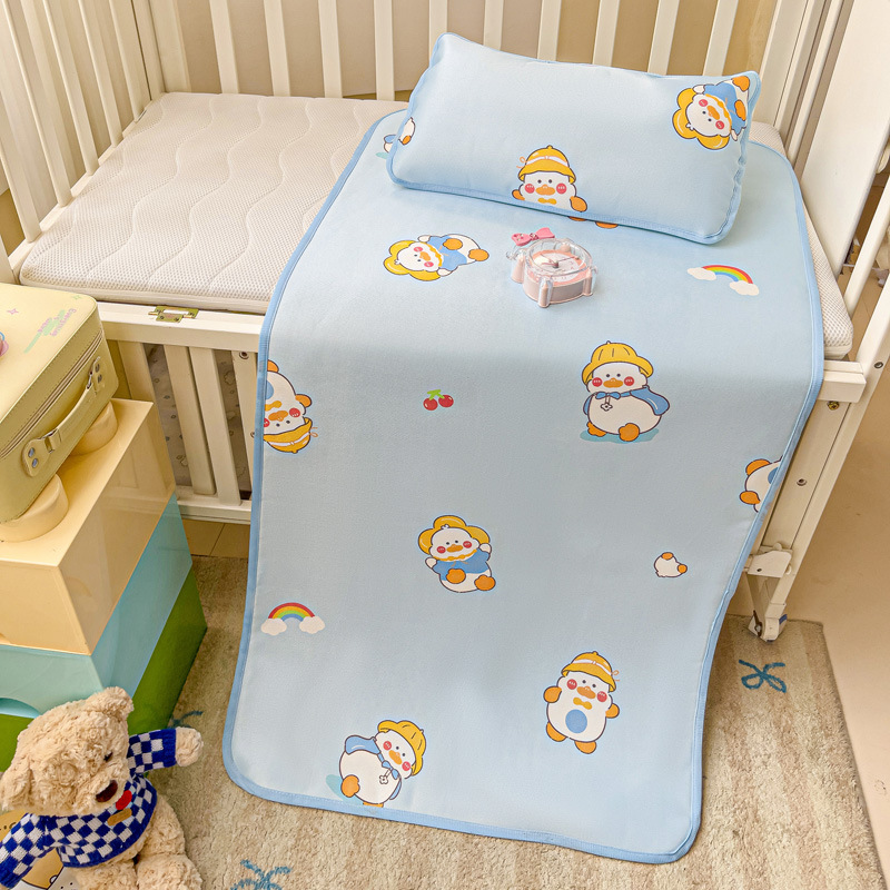 Summer Jacquard Children's Mat 2 Kits Baby Bed Bamboo Mat Sandwich Bottom Cartoon Ice Silk Mat Baby Mat