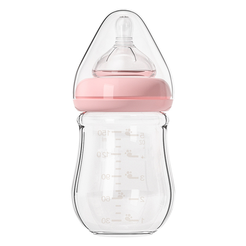 Biberón Anticólicos de Vidrio para Bebé de Vidrio de Borosilicato, Resistente al Calor, para Recién Nacidos y Bebés