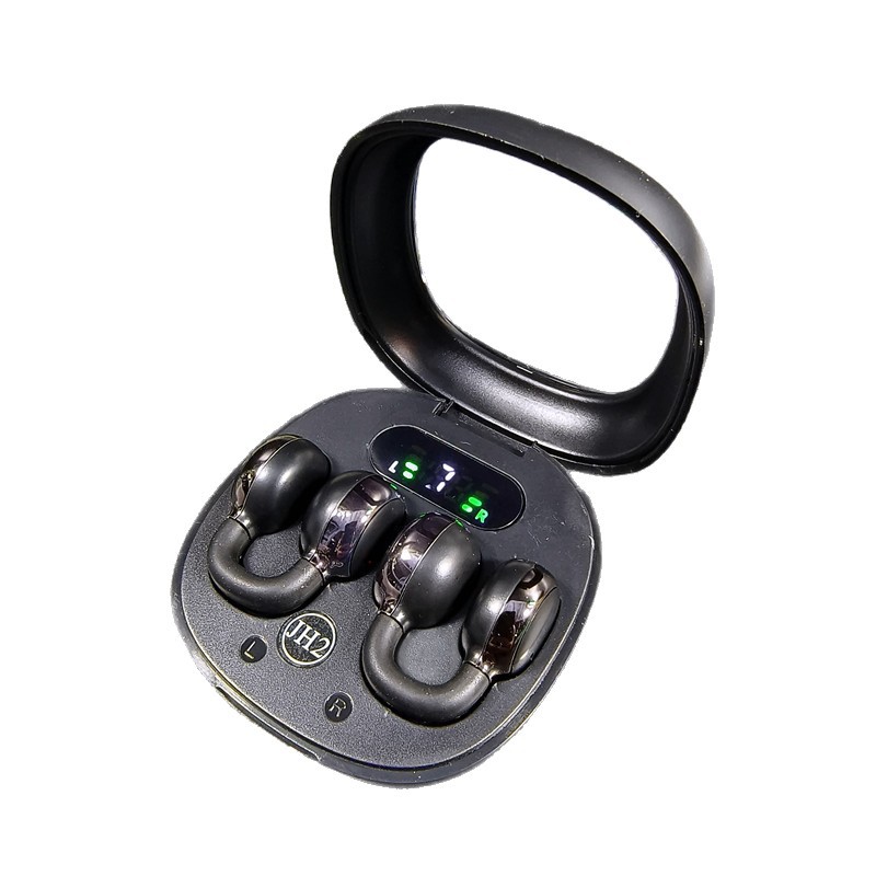 Los auriculares Bluetooth de la pinza auricular de lingke no pueden mostrar el número de auriculares. la cápsula espacial transparente de conducción auricular tiene un bajo pesado en Stock.