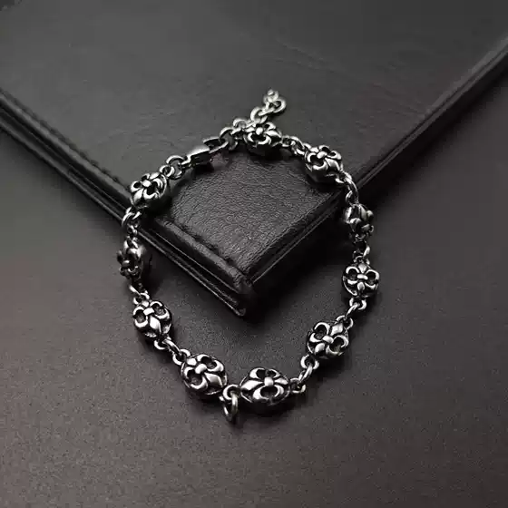 Crowe-Style Cross Flower Retro Patchwork Bracelet, Stainless Steel Unisex Vintage Personalized Fashion Bracelet