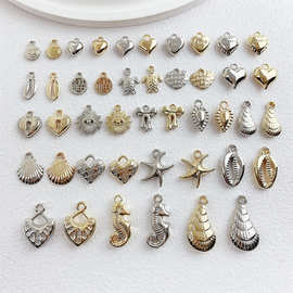 CCB塑料电镀爱心海星蝴蝶结贝壳乌龟小吊坠 DIY饰品挂件配件材料