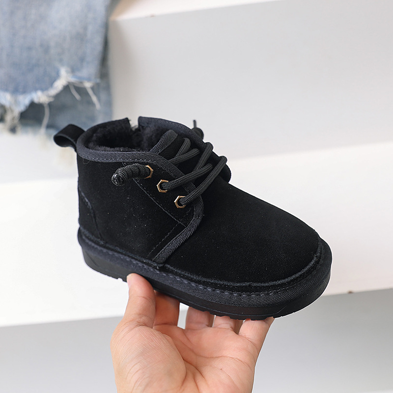 Little Black Horse – bottes de neige pour enfants, bottes d'hiver en coton pour bébé, en cuir véritable givré, pour garçons et filles_voghion.com