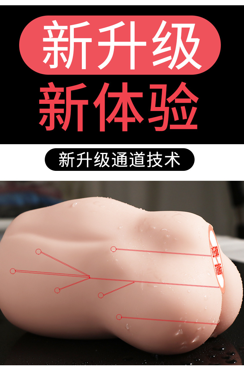 TPE Male Masturbator Cup with Inverted Mold Design, Multi-Channel Half-Body Doll — detail image 6