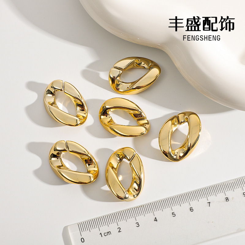 国境を越えたアクリルuvメッキ金属色のチェーンは欧米の個性的なレトロなピアスのバッグの装飾チェーンです|undefined