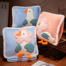 创意新款立体刺绣卡通动物大鹅抱枕毯夏季空调被儿童午睡毯女靠垫