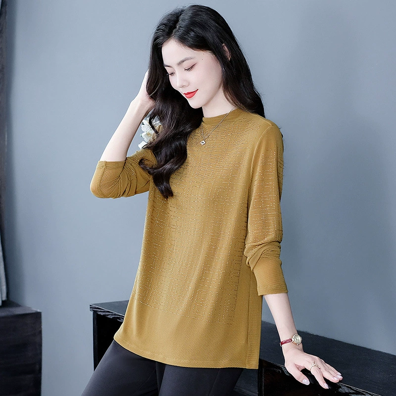 Осенне-зимний нижний темперамент, эластичный свободный приятный для кожи мягкий свитер с длинным рукавом, модная женская одежда для мам среднего возраста