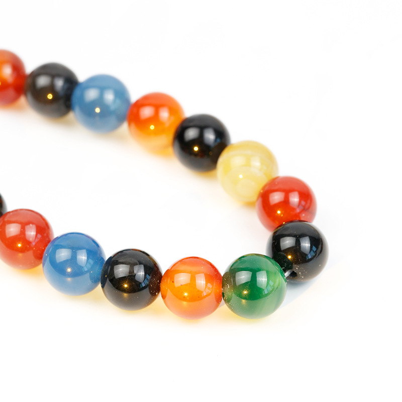 Cuentas sueltas de ágata colorida Joyas de bricolaje hechas a mano púrpura Pulsera de cristal Accesorios de material Cuentas redondas semiacabadas Cuentas sueltas