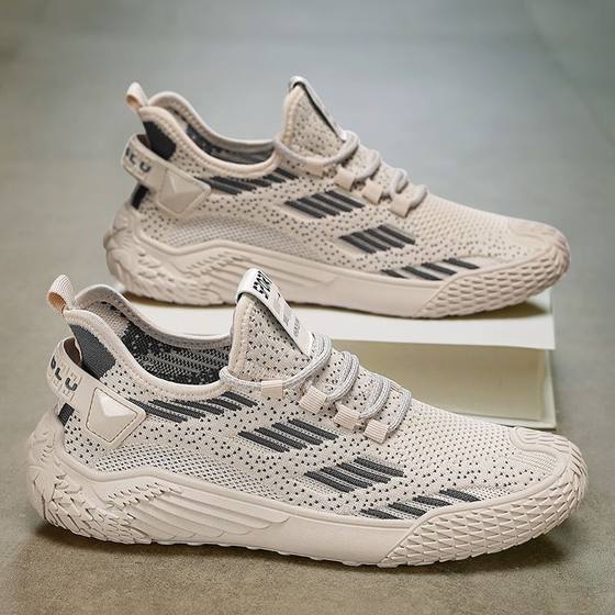 2025 New Men's Shoes Summer Breathable Mesh Shoes Men's Work Shoes Running Soft Sole Casual Black sneaker