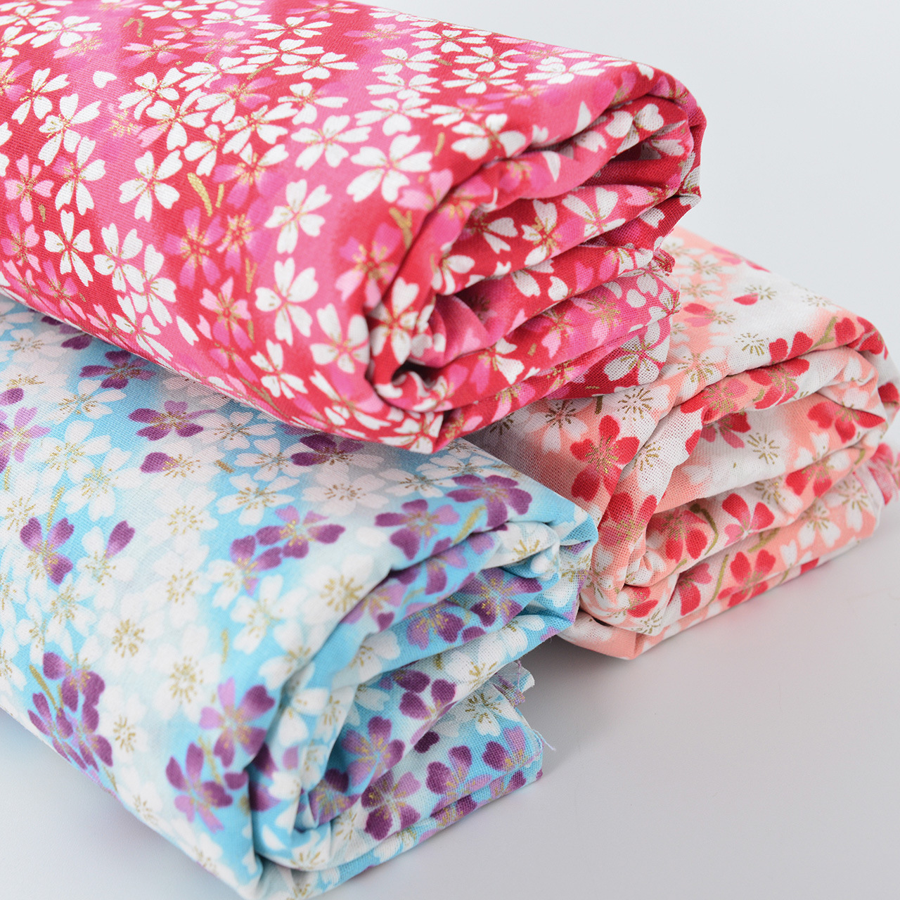 纯棉布料手工DIY服装装饰中国风汉服古风全棉烫金面料樱舞芳华