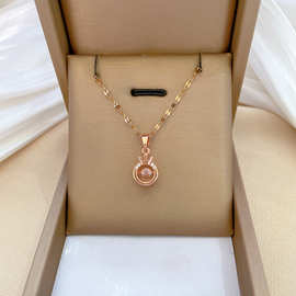 【钛钢】皇冠灵动轻奢气质华丽满钻项链女百搭锁骨链钛钢链条