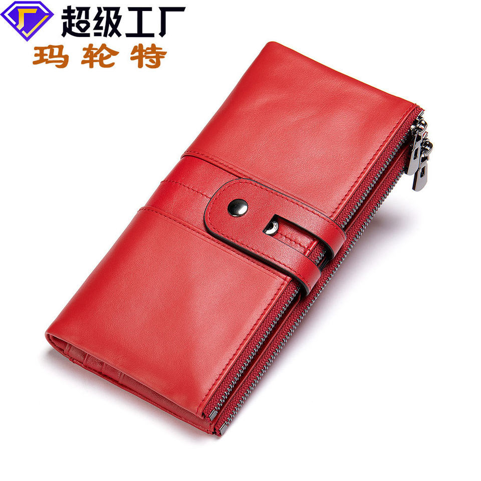 Ví cầm tay nữ dáng dài da bò thật chống từ tính, nhiều ngăn tiện dụng — 7515 Màu nâu, 7515 Màu đen, 7515-2 Cà phê, 7515-2 Màu đen