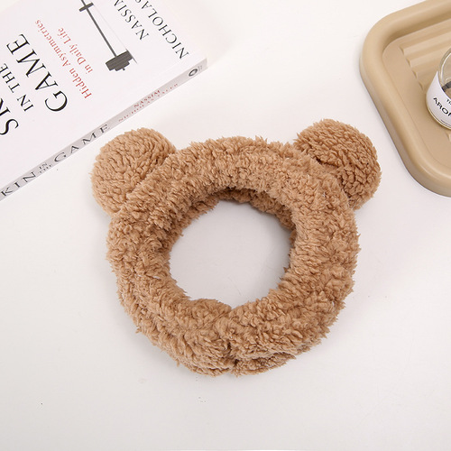 Original Design Cotton Fluffy Cute Round Ear Headband Facial Cleansing Makeup Little Bear Ear Headband Fluffy Hair Accessory