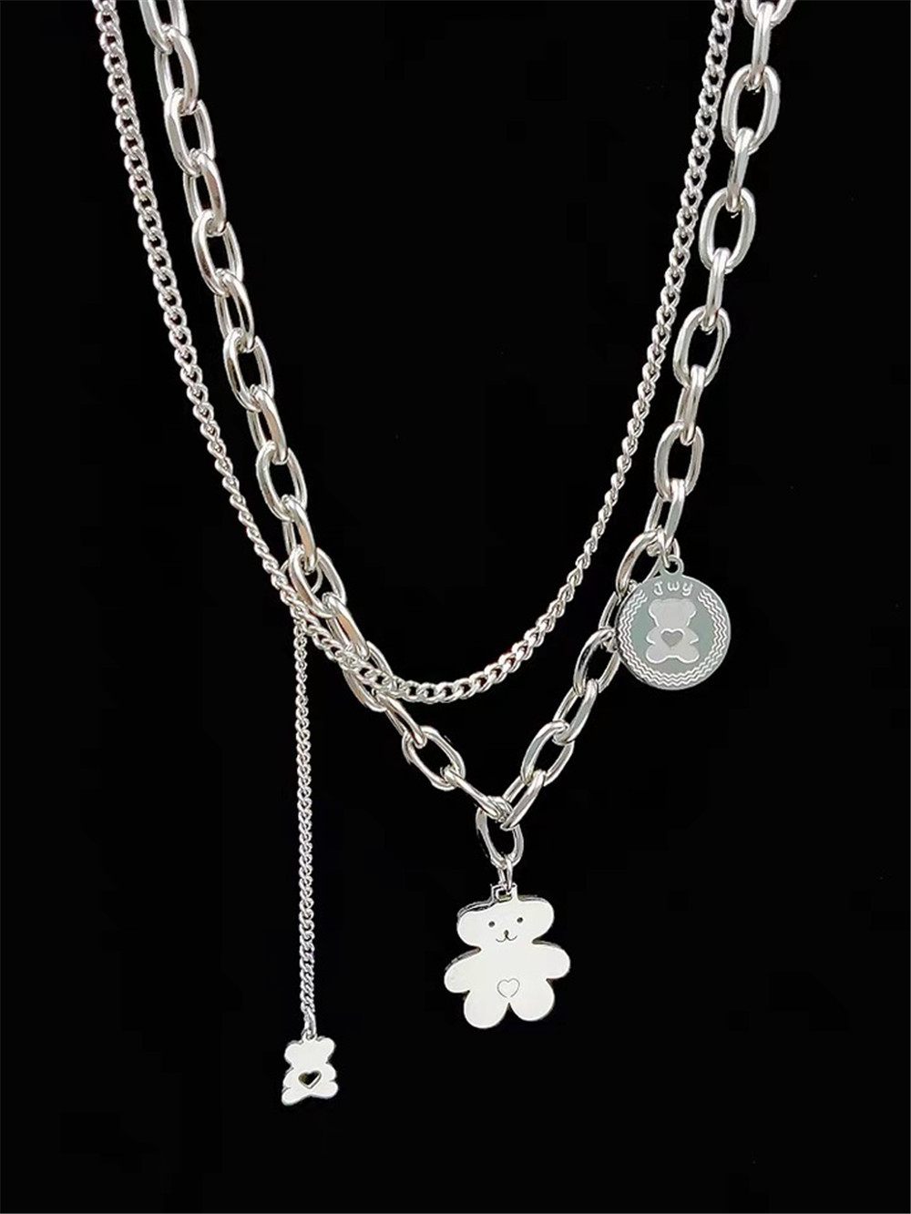 Mehrschichtige Bärenanhänger Quaste Halskette Großhandel Nihaojewelry display picture 3