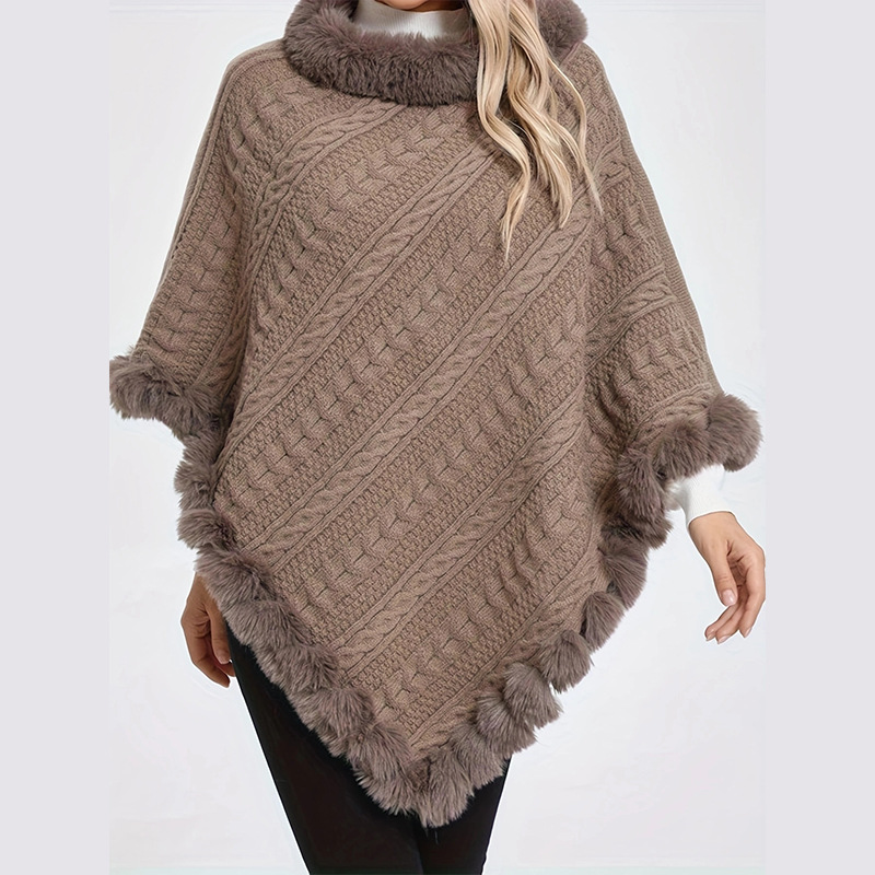 2024 nuevo otoño y invierno chaqueta de punto capa de color sólido estilo europeo y americano manga de murciélago de gran tamaño moda universal simple chal