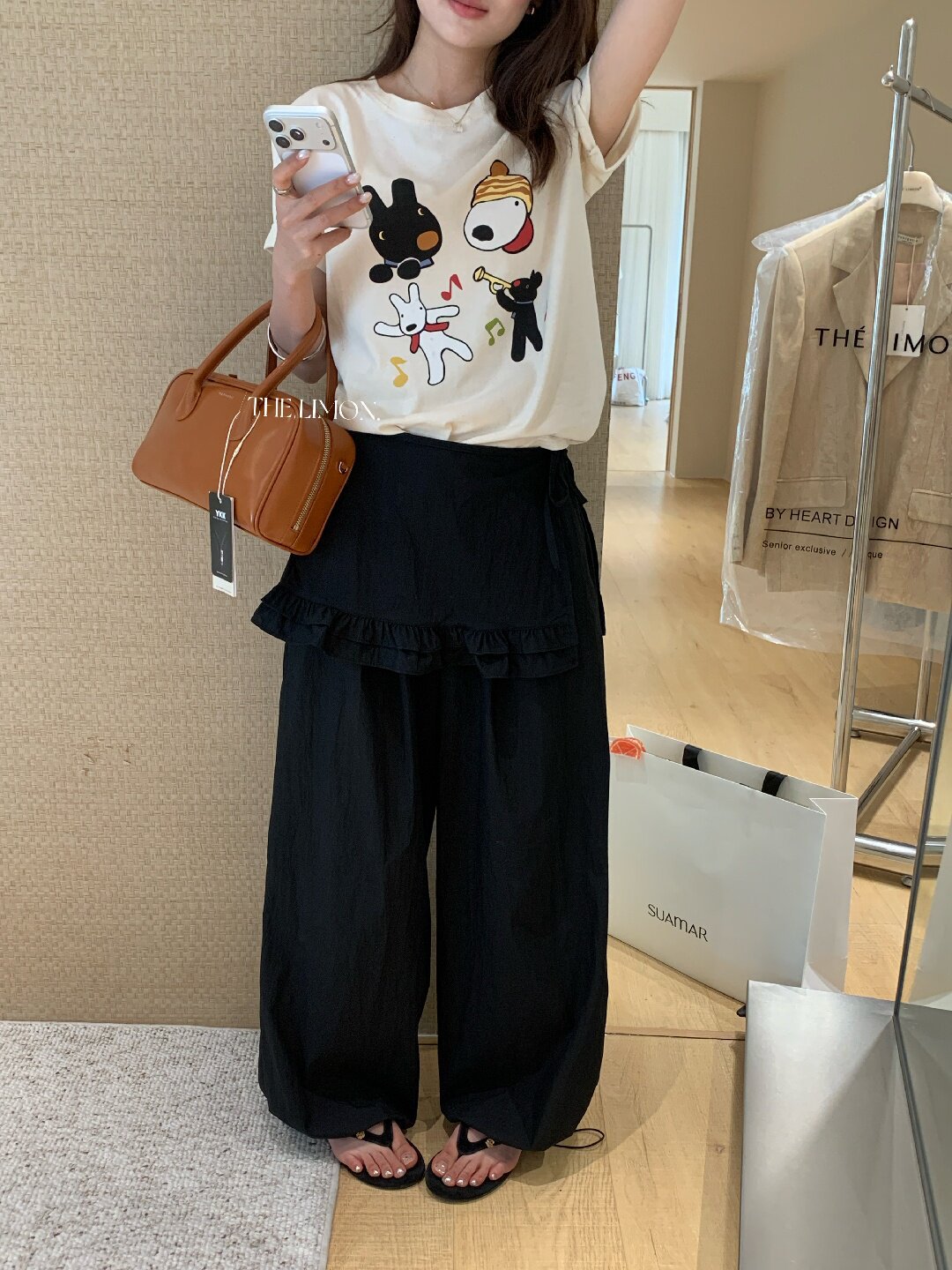 Quần culottes nữ ống rộng cạp cao, phối viền ren xếp tầng, dáng suông rộng, thanh lịch và thoải mái — màu đen, Xanh da trờicolor, màu trắng, Đá vôi chi tiết 13