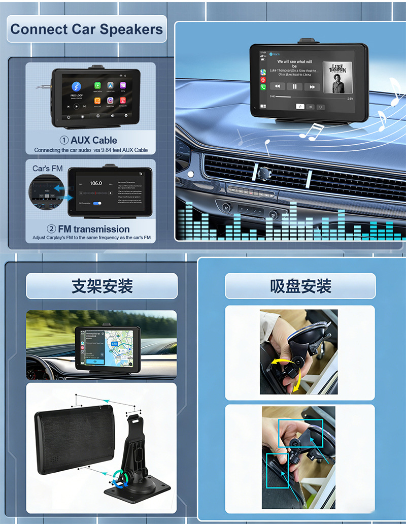 7inch Portable In-Car Pnd Bluetooth Mobile Phone Connectivity Mp5 Player Hd Radio Wireless Carplay