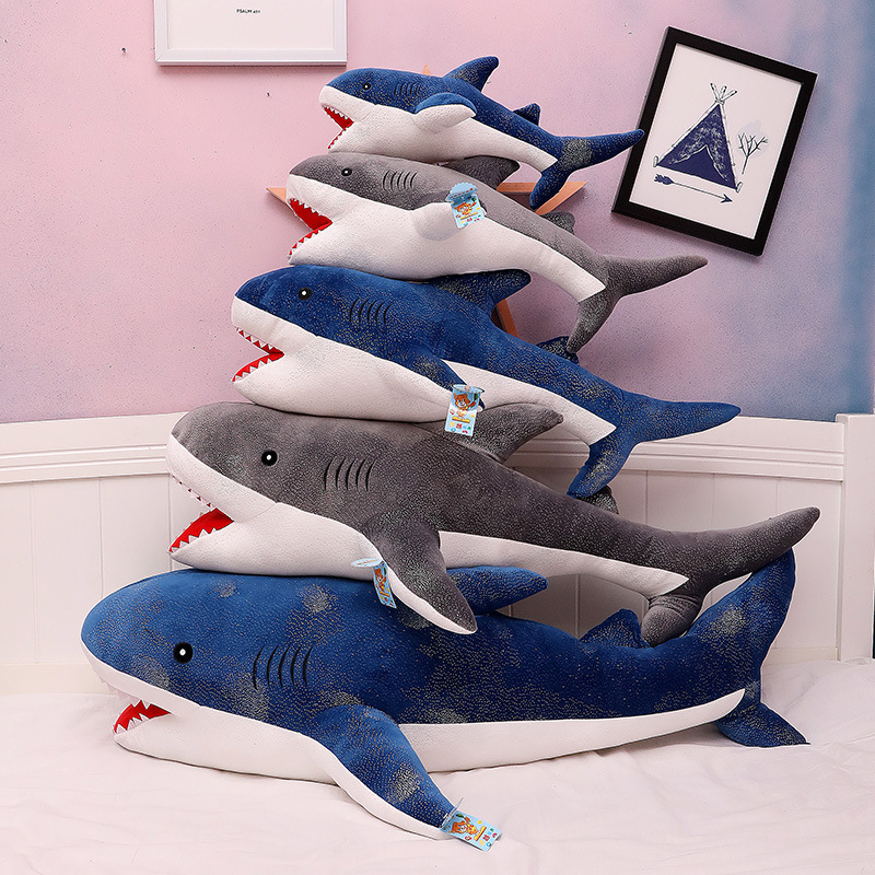 星空鲨鱼可爱萌宠床上懒人大抱枕毛绒玩具海洋生物系列布娃娃公仔