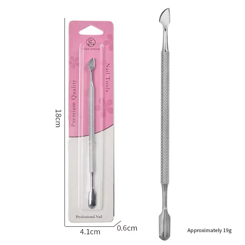 estilo ruso de acero de doble cabeza empuje bisel naranja varilla de remoción de uñas raspador de piel muerta empuje uñas raspador de arena frontal herramienta de acero inoxidable