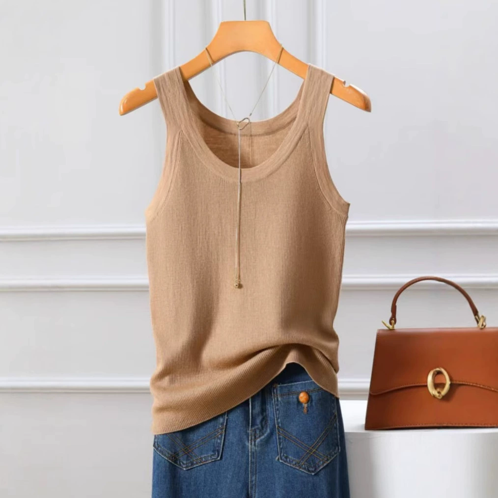 Yangzi пряжа 100 шерстяной трикотажный жилет без рукавов тонкий новый дикий тонкий круглый воротник подтяжка без рукавов