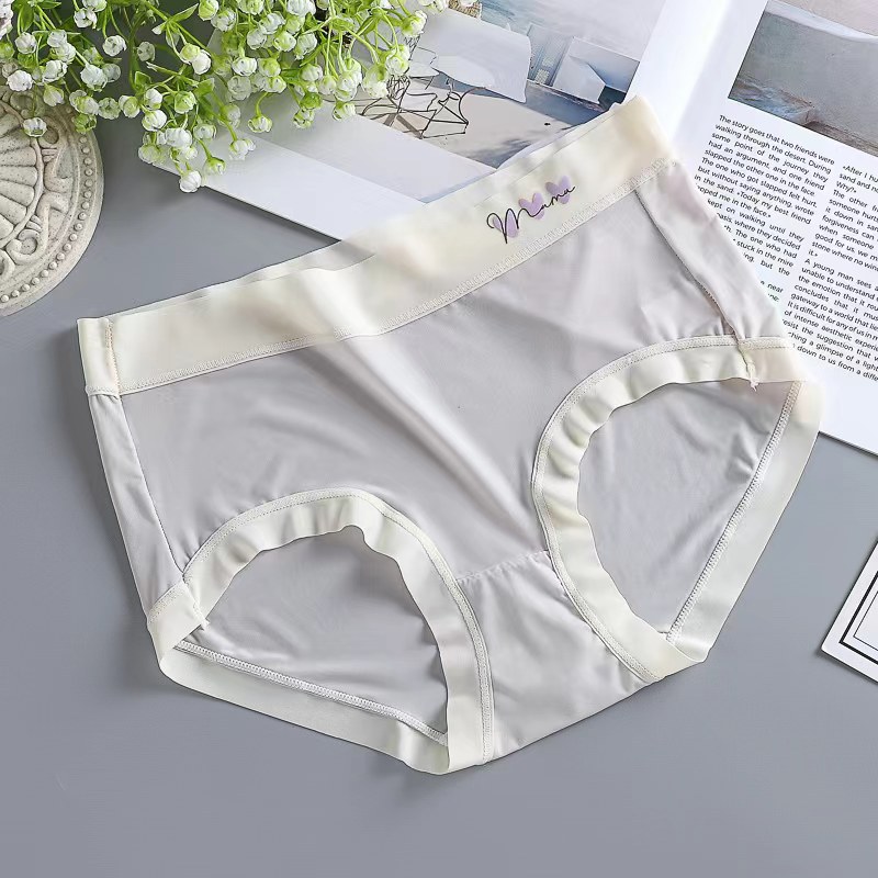 Pantalones de seda de hielo para mujeres sin marcas de cintura media transpirable para mujeres, pantalones de secado rápido antibacterianos para elevar las caderas, entrepierna de algodón delgada image 9