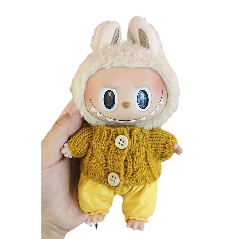 15cm ciego caja pull paño suéter pantalones macaron labubu colgante muñeca suéter Año Nuevo suéter lindo