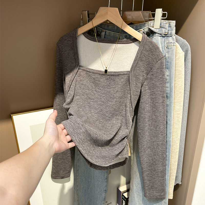 4521 # [280g Double sided Sheep Fleece] Thick Velvet Bottom Shirt for Women's Interior, Autumn and Winter Top, German_voghion.com