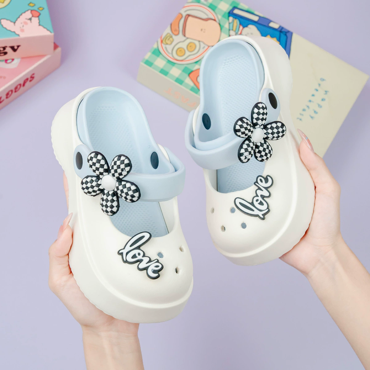 Новая модная клетчатая цветочная обувь для девочек