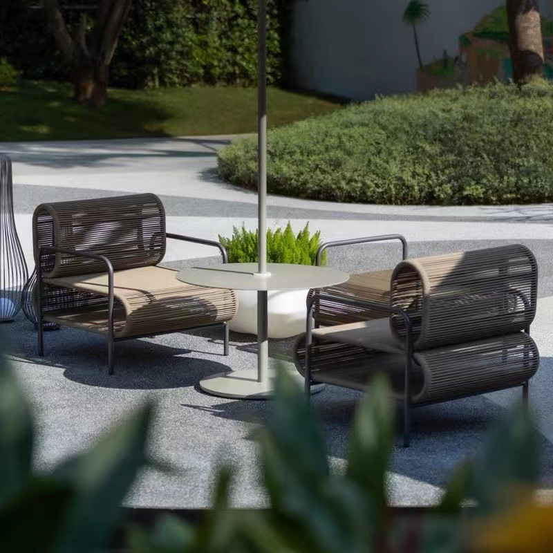 Sofá al aire libre, ventas de casa, patio, balcón al aire libre, diseñador de muebles modernos, conjunto de sofá de caña