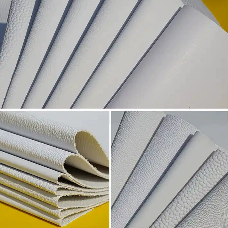 PVC artificial leather, napa/lychee texture, white digital-printing substrate, 52–54" width