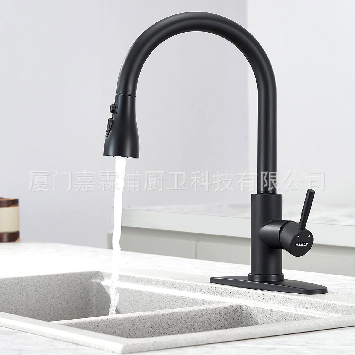 Cross-border kitchen sink, three-function, double-blade water, mesh water, small waist, pull-out faucet, shower head undefined