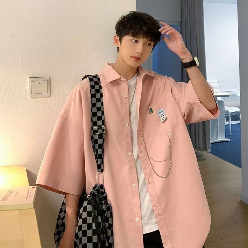 Yc23 pink high quality cool silk cotton shirt