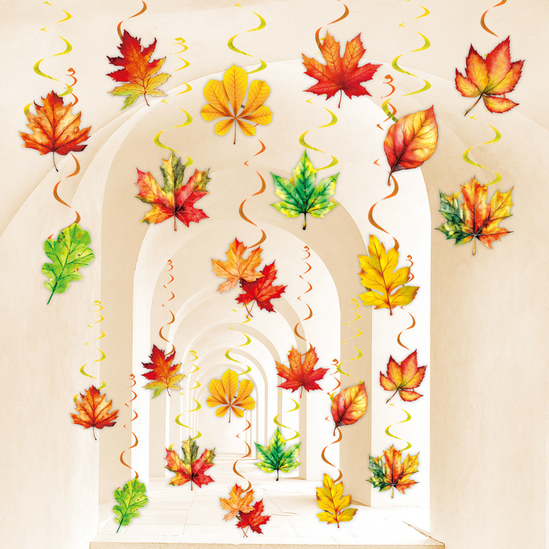 Thanksgiving Themed Party Decoration Spiral Pendant Autumn Maple Leaf Hanging Card Autumn Holiday Hanging Tag Arrangement Thanksgiving Themed Party Decoration Spiral Pendant Autumn Maple Leaf Hanging Card Autumn Holiday Hanging Tag Arrangement