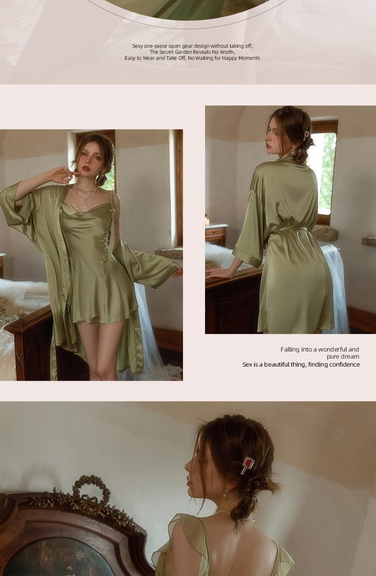 Camicia da notte donna in raso sexy con scollo drappeggiato_voghion.com
