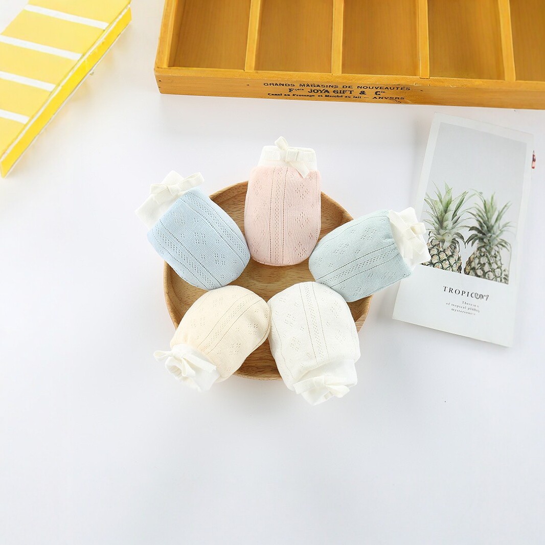 Baby Anti-Scratch Gloves Cotton Breathable Thin Lace-Up Hand Socks for Newborns Spring and Summer Model