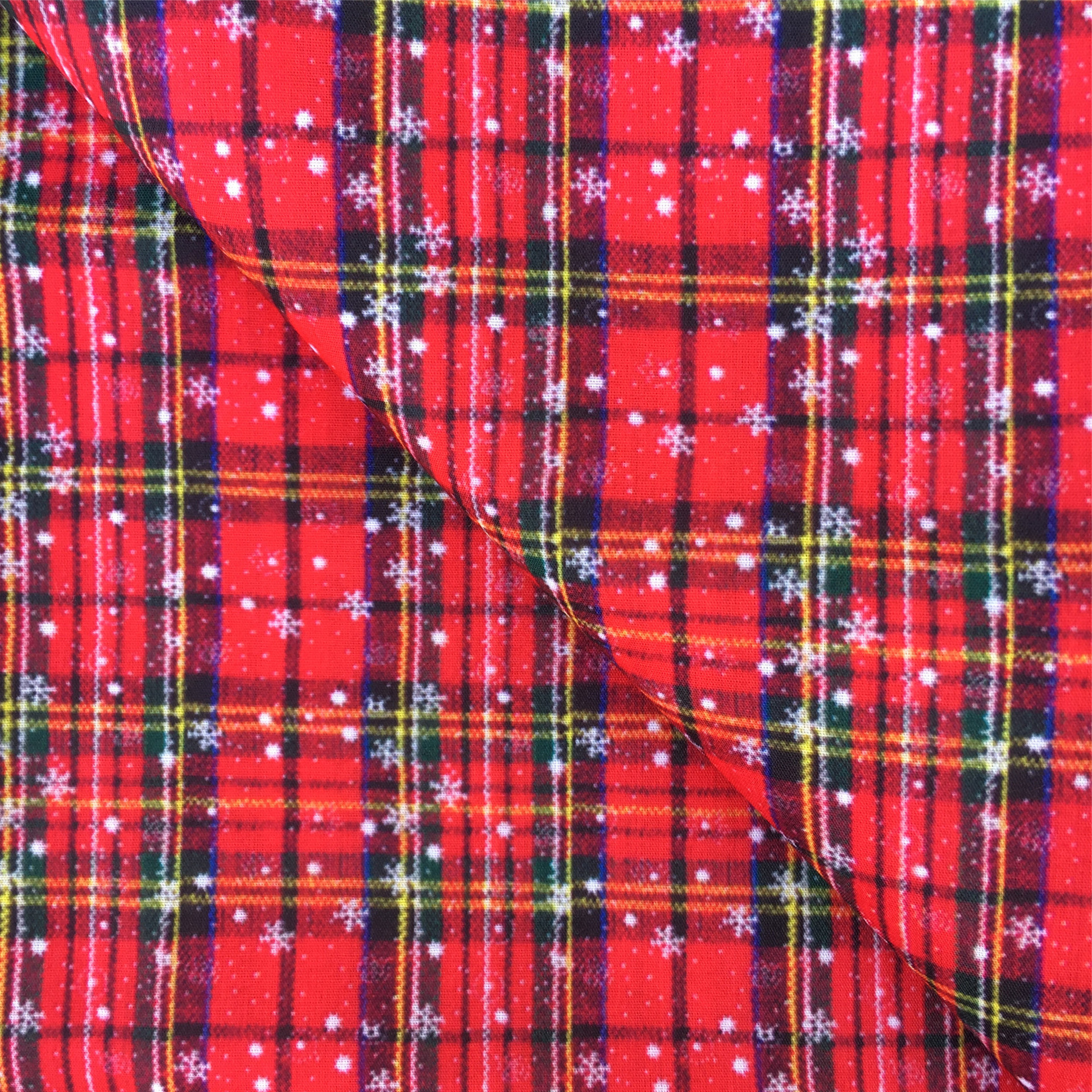 クリスマス雪花模様の薄いポリエステル綿や四面弾ニット生地のプリント生地手作りdiyシャツスカート服装生地