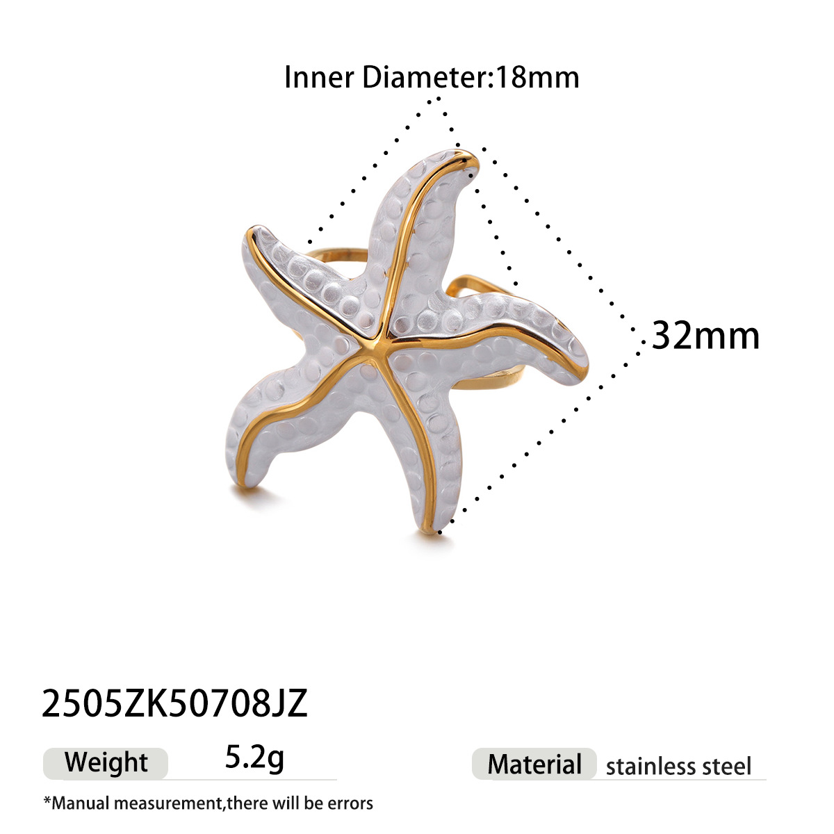 Anillo de acero inoxidable europeo y americano de Tena, sentido de nicho de alta gama, estrella de mar, playa, viento de vacaciones, anillo de acero de titanio, lujo ligero femenino