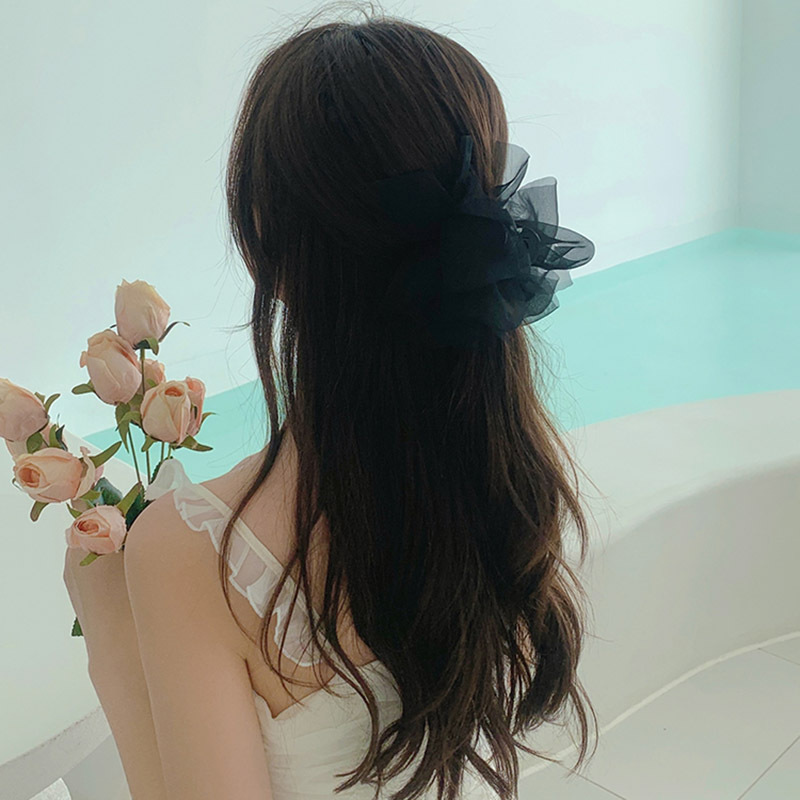 Pince à cheveux de voyage de style féerique, pince à cheveux avec nœud en fil, pince à requin, grande poignée, nouveau style, affichage de cheveux, pince à cheveux, accessoires pour cheveux de princesse, couvre-chef_voghion.com