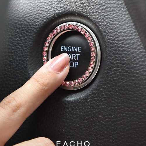 Car one-touch start ring with diamond decoration sticker, stylish creative car interior modification ignition switch with diamond decoration ring