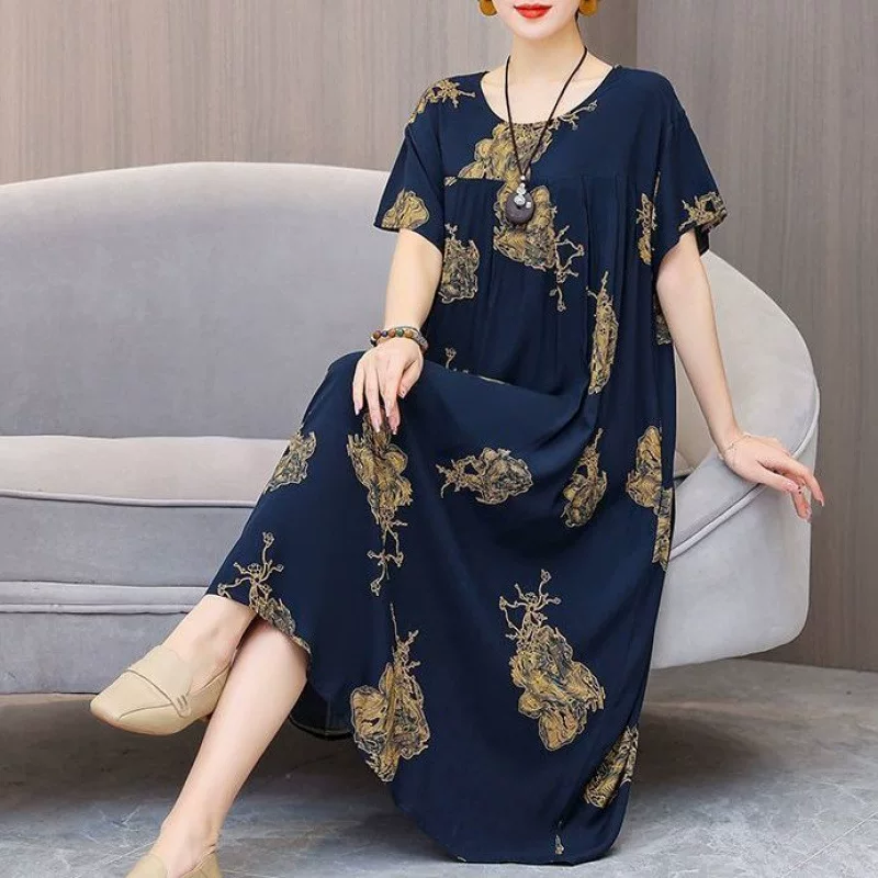 Летнее длинное платье, корейский стиль, plus size, миди