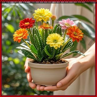 Wanzhongshan Potted Cactus Succulent Plant Indoor Office Green Plant Evergreen Cactus All Year Round Easy to Grow and Maintain