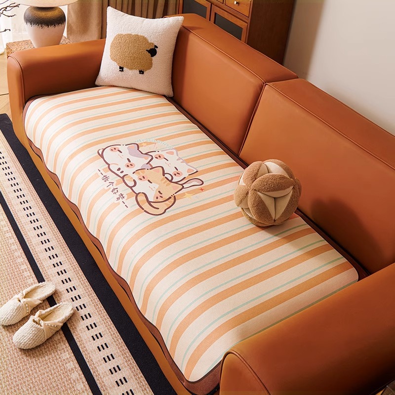 Cojín de sofá de dibujos animados de forma especial 2025 nuevo estilo Four Seasons Universal Una cubierta de tela antideslizante de fila recta de chenilla