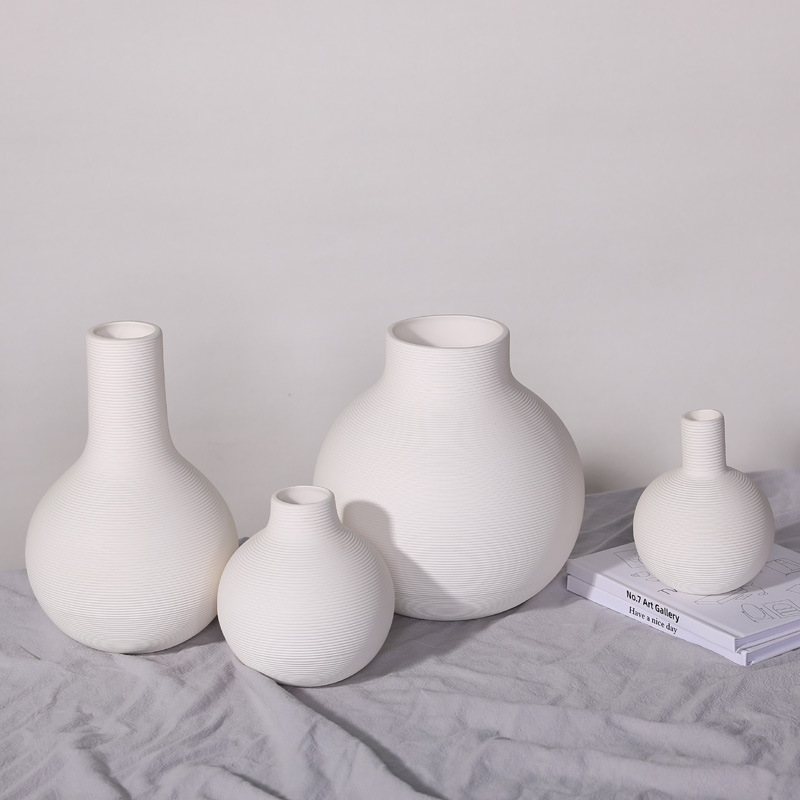 INS estilo arte blanco cerámica florero decoración creativa sala de estar flor arreglo hogar pasillo modelo habitación suave Decoración