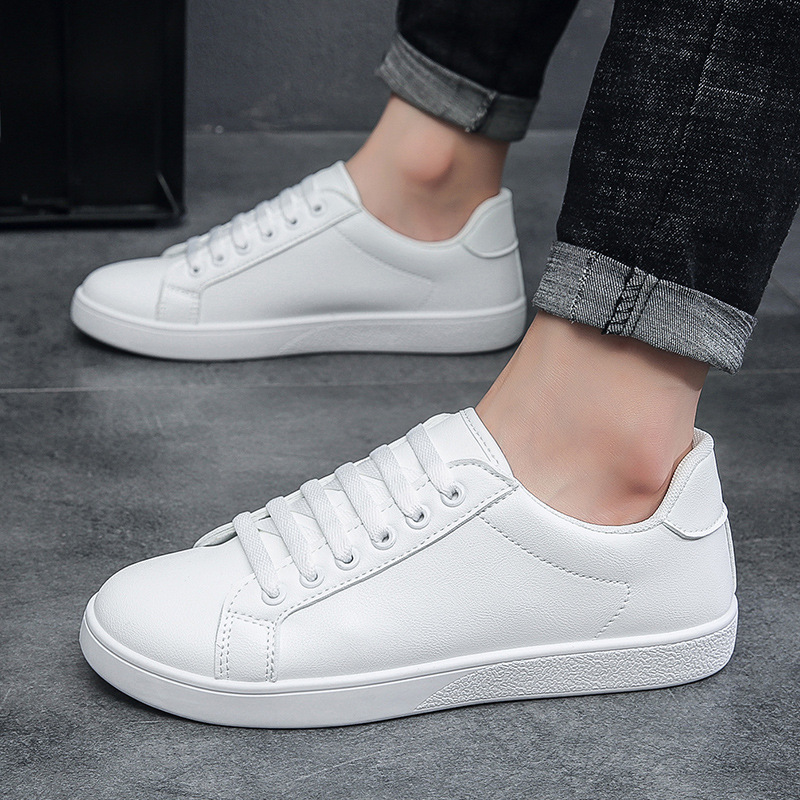 2025 New White Shoes Pure Color Versatile Korean Style Trendyy Sports and Leisure Sneakers Men's Cross-Border Export Men's Shoes G02