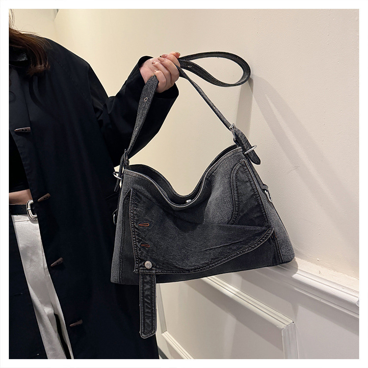 Bolso de gran capacidad de mezclilla retro de moda para mujer 2024 otoño e invierno nuevo estilo mensajero de cercanías bolso grande de hombro bolso Tote