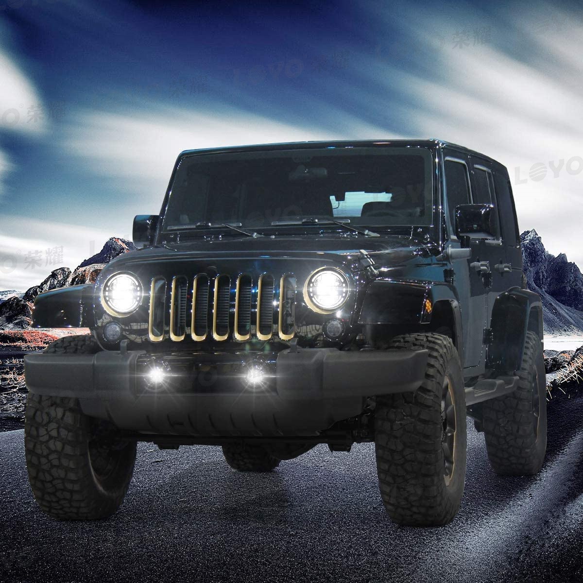 7inch Wrangler Spotlight Jk Front Headlight Led Diamond Headlight Wrangler Modified Led Headlight Suitable for Jeep