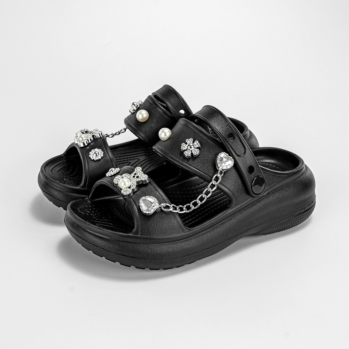 Новый EVA серебряный медведь родитель-ребенок сандалии модный мальчик девочка плоская подошва нескользящая мягкая подошва тапочки