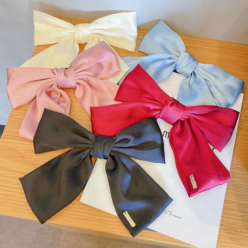 Super hada lazo grande cinta horquilla mujer otoño e invierno clip de temperamento de alta calidad tocado en la parte posterior de la cabeza clip de resorte horquilla