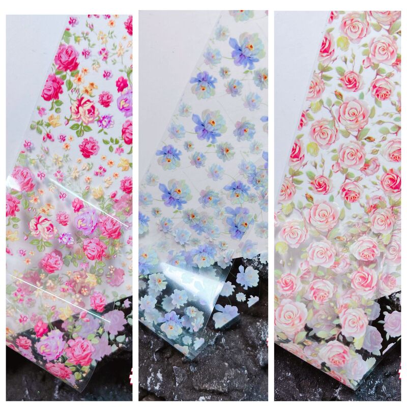 Nail Art Flower Series Bottled Star Paper Tortoiseshell Chain Transfer Paper Decal Marble Transparent Sticker
