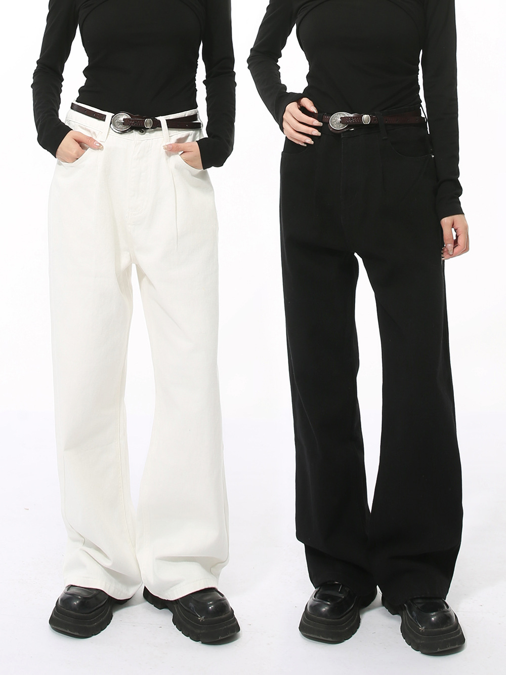 MTLCLOTHES Hombres| Nuevos productos de otoño coreanos básicos minimalistas de color sólido con jeans casuales sueltos