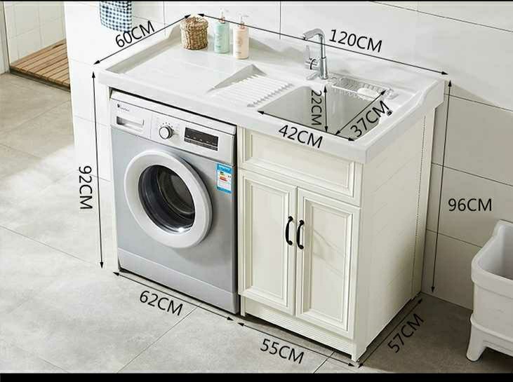 Balcón de aluminio espacio de lavado armario de piedra de cuarzo mesa de billar con combinación de Tabla de lavar socio integrado corte de esquina simple Nordic